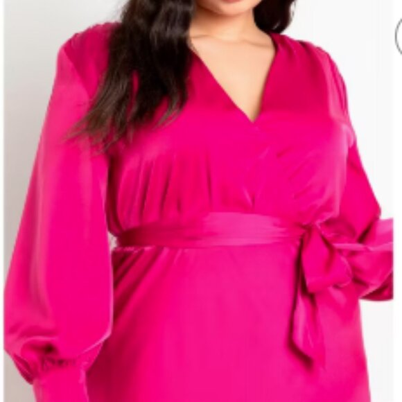 ELOQUII Satin Maxi Dress - 26, Magenta $150 - Picture 4 of 12